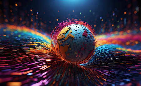 Globe of the world with internet and communication.の素材