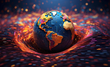 Globe of the world with internet and communication.の素材