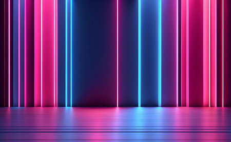 Pink and blue vertical lines abstract neon digital background.の素材