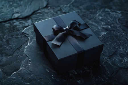 A uniquely designed gift box surrounded by darknessの素材