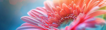 A Gerbera flower close up. Macro photography. Card Gerbera Flower. Natural romantic conceptual floral Macro background.の素材