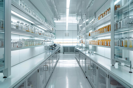 A Customized medication development through molecular engineering, pharmaceutical lab, space for content.の素材