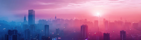 A PM 2.5 shadow over the city, with tech solutions and streamers leading the fight for healthの素材