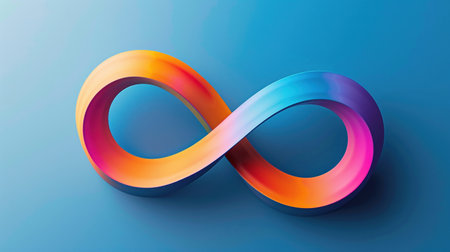 A colorful infinite loop symbol on a blue background, depicting continuity, connection, and infinite possibilities.の素材
