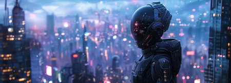 Alien figure, cityscape background, scifi ambiance, intricate detailsの素材