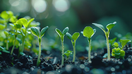 Seedlings sprouting, macro, digital era growth, biotech futureの素材