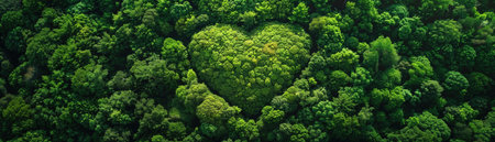 Aerial green heart forest, urban encroachment, nature meets city.の素材