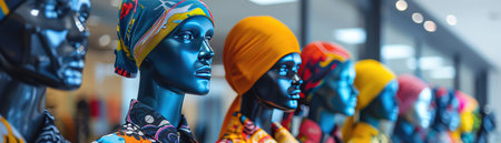Fashion mannequins with colorful, avantgarde designs, creative studioの素材