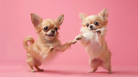 Chihuahua dancing, pink backgroundの素材