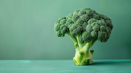 Fresh broccoli on a light green background, minimalistic and healthyの素材