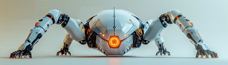 Futuristic quadruped robot, clean lighting, frontal view, high detailの素材