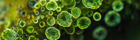 Closeup of green plant cells intricate details and texturesの素材