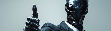 Alien in a business suit giving a thumbs up, studio lightingの素材