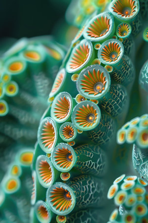 An Abstract macro shot of exotic, alienlike plant life with intricate detailsの素材