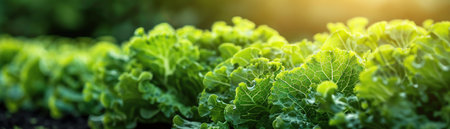 Lettuce field with digital effects, bright light, futuristic and innovativeの素材