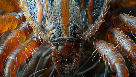 Closeup of a tick on animal fur, detailed and unsettlingの素材