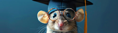 Mouse wearing glasses and a graduation cap, scholarly and cuteの素材
