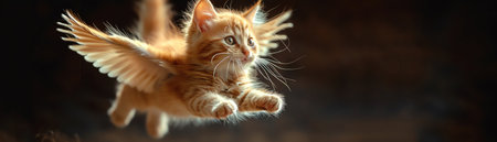 Kitten with angel wings, midair, whimsical and adorableの素材