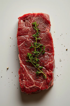 Fresh raw steak on white background, isolated, highresolution detailの素材