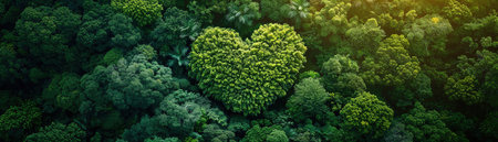 Green heart forest in meadow, high angle, natural beautyの素材