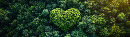 Green heart forest in meadow, high angle, natural beautyの素材