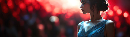 Elegant fashion model walking on the runway in a designer dress during a fashion show eventの素材