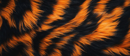 Closeup of vibrant tiger fur, detailed orange and black stripes, soft texture, abstract viewの素材