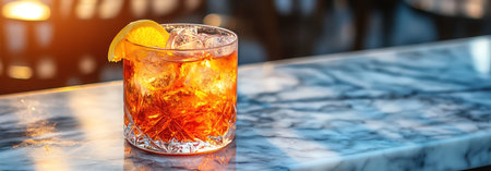 Aperol spritz on marble cafe tableの素材