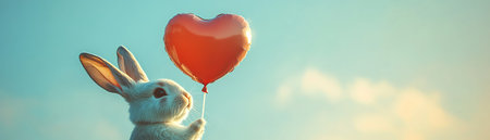 Clear bunny holding heartshaped balloonの素材