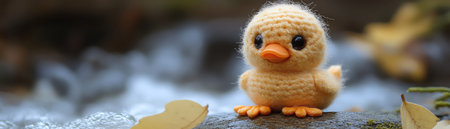 Crochet duckling with orange webbed feetの素材