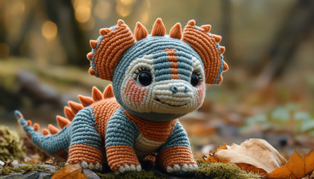 Crochet dinosaur with tiny felt spikesの素材