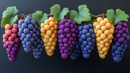Crochet grapes as a clustered bunchの素材