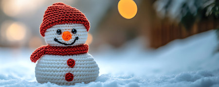 Crochet snowman with a carrot noseの素材