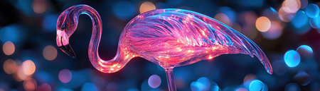 Clear glass flamingo with glowing legsの素材