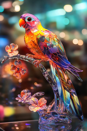 Clear glass parrot singing rainbow songの素材