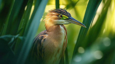 Bittern hiding among reedsの素材