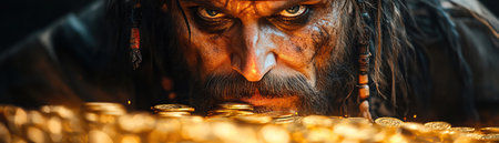 Battleworn pirate polishing gold coinsの素材