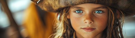 Child pirate with wooden sword and oversized hatの素材