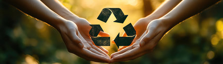 Recycle symbol formed by three hands in unityの素材