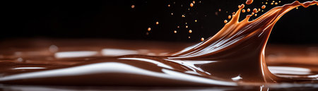 A luxuriously smooth wave of rich chocolate captured in a dynamic splash against a dark background, illustrating culinary decadenceの素材