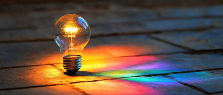 Light bulb casting rainbow shadowの素材