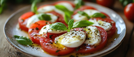 Caprese salad with fresh mozzarella and basilの素材
