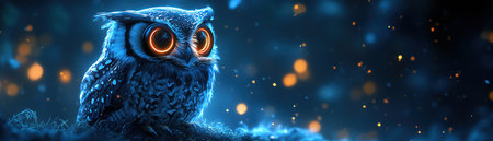 An owl with night vision goggles perched in a dark forest, merging natural instincts with hightech surveillance equipmentの素材