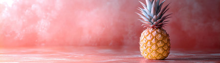 Geometric low poly pineapple, coral backdrop, soft shadowの素材