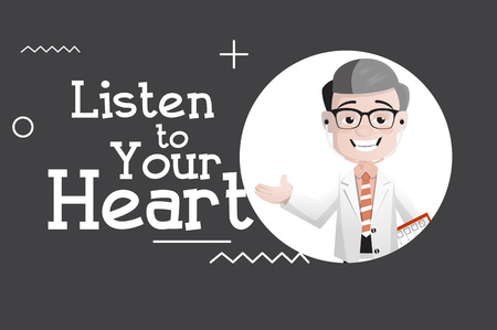 Listen to Your Heart - Happy Doctor Vector Illustrationのイラスト素材