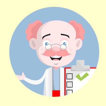 Excited Dermatologist with Checklist Report Vectorのイラスト素材