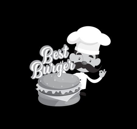 Fat Cartoon Chef  logo  Flat Vector Illustration Designのイラスト素材