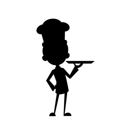 Chef Vector Illustration Design -  standing silhouette logoのイラスト素材