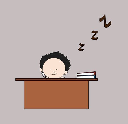 Cartoon Doctor - Sleeping on Office Deskのイラスト素材