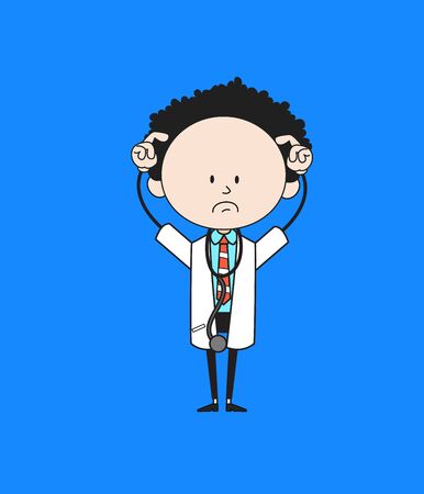 Cartoon Doctor - Worried Expression Illustrationのイラスト素材